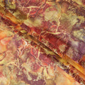 Squash orange Premium 100% Italian cotton voile (Sudanese Thobe) fabric with red and burgundy print having golden metallic foil finish in floral design-D13534 - Regal Fabrics