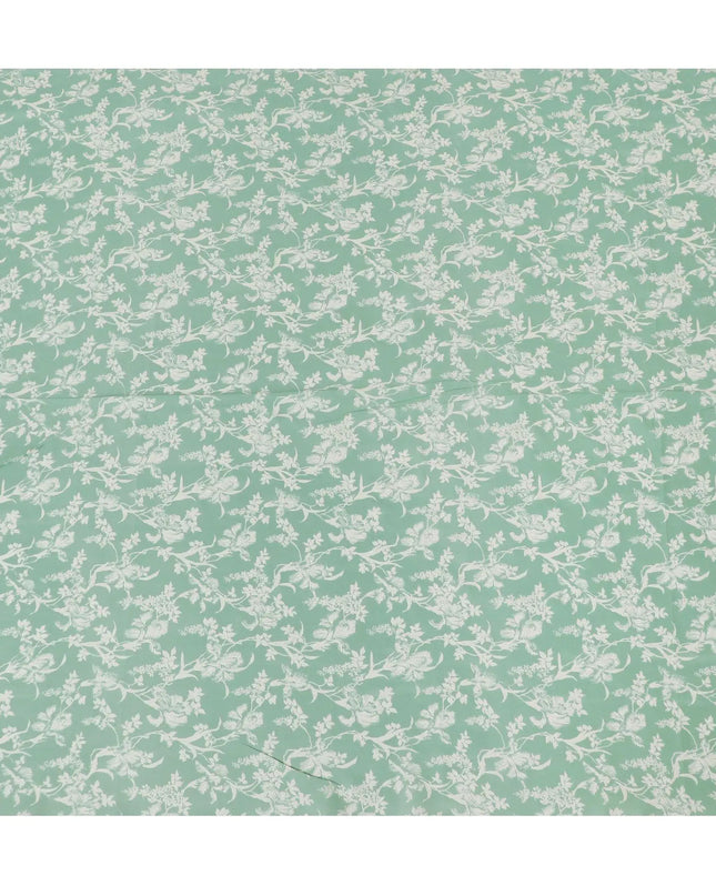 Mint green cotton voile fabric with beige and off white print in floral design-D14839 Regal Fabrics