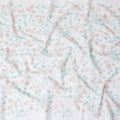 White Premium pure cotton voile fabric with brown and turquoise green embroidery in floral design-D15232