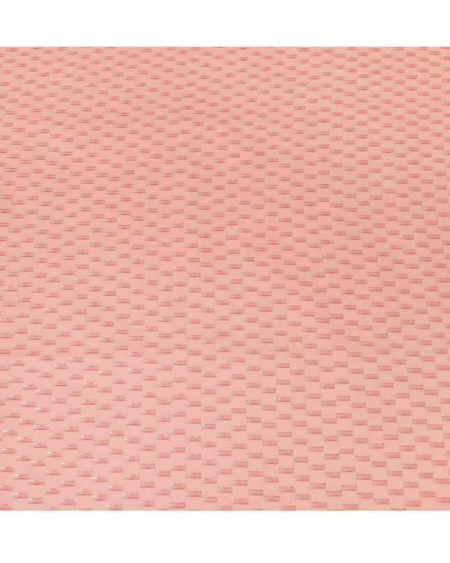 قماش شيفون حريري فرنسي (فرنساوي) فاخر من سمك السلمون والخوخ مع نفس اللون من الفسكوز والوركس المعدني الذهبي والفضي بتصميم فاخر - D14220