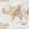 Beige Premium pure French (Fransawi) silk chiffon fabric with gold metallic lurex in floral design-D14307