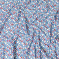 قماش فوال قطن أوراغيري باللون الأزرق من Air Force مع جاكار بنفس اللون مع طباعة متعددة الألوان بتصميم زهور-D10067