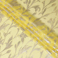 شيفون من الحرير الخالص الفاخر باللون الأصفر الجبني مع لوريكس معدني ذهبي بتصميم أوراق الشجر -D11360