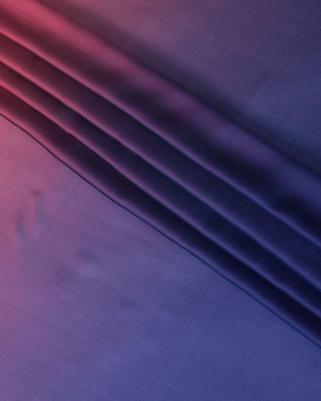 اللون الوردي القرميدي إلى الأزرق الداكن قماش الشيفون الحريري الخالص الفاخر بتصميم متدرج - D13401