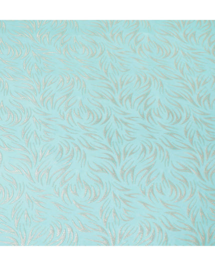 قماش فيستا من الشيفون الحريري الخالص باللون الأزرق مع لوريكس معدني ذهبي بتصميم تجريدي -D14156