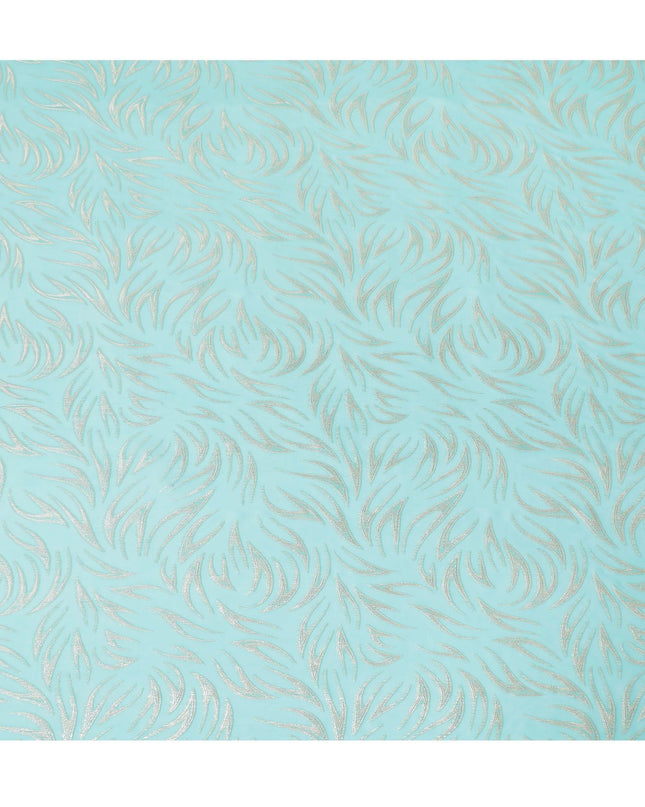 قماش فيستا من الشيفون الحريري الخالص باللون الأزرق مع لوريكس معدني ذهبي بتصميم تجريدي -D14156