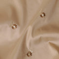 Pine brown raw silk fabric with blue & cream embroidery in floral design-11221