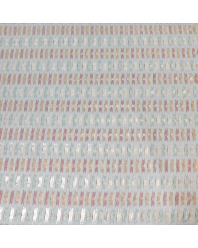 قماش شيفون من الحرير الخالص باللون الرمادي الداكن مع لوريكس معدني متعدد الألوان بتصميم تجريدي - D10040