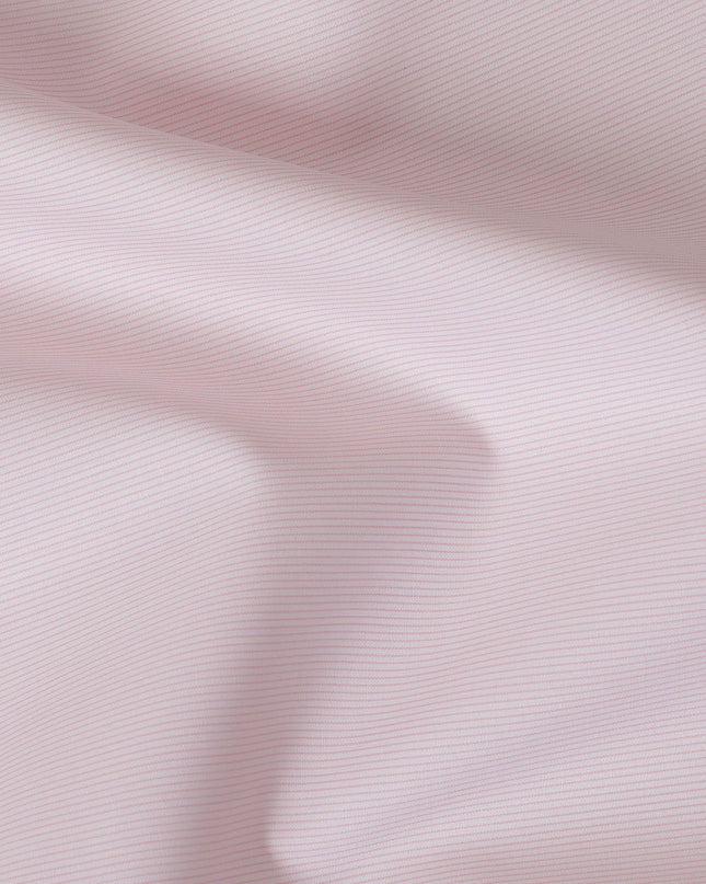 Baby pink Premium pure 100% Swiss cotton shirting fabric in stripe design-D14677