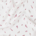 White synthetic georgette fabric with burgundy and pale brown print in fancy design-D13766 Regal Fabrics
