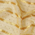 Multicolor synthetic chiffon fabric with gold stripe having same tone metallic dot foil in stripe design-D13645 Regal Fabrics