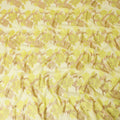 Sunflower yellow Premium Pure French (Fransawi) Silk chiffon fabric with same tone viscose and copper metallic lurex in floral design-D12716