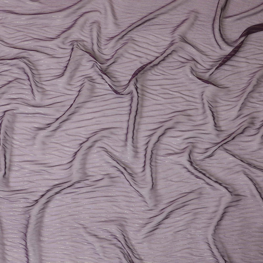 قماش شيفون من الحرير الخالص مع لوريكس معدني ذهبي بتصميم مخطط -D8595