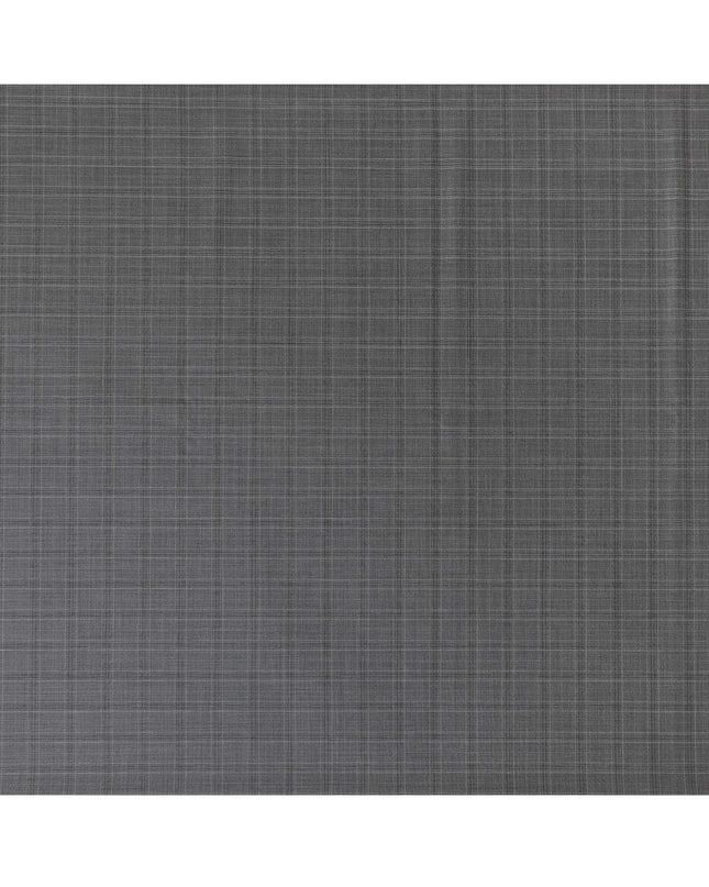 Seal grey Premium Italian wool suiting fabric with light pink checks design-D11445 Regal Fabrics