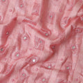 قماش بوليستر صناعي باللون الوردي الوردي مع تطريز بنفس اللون وأعمال خرز ومرآة بتصميم مربعات D11782