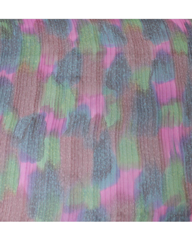 قماش شيفون من الحرير الخالص متعدد الألوان مع لوريكس معدني ذهبي بتصميم مخطط -D12617