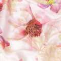 ديراك شيفون حريري إيطالي وردي فاتح مع طباعة متعددة الألوان ولوريكس ذهبي معدني بتصميم زهور-D9373