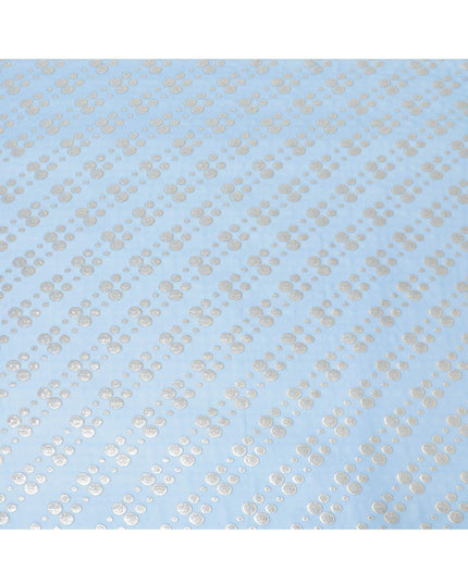 Carolina blue silk chiffon fabric with gold and silver metallic lurex in dot design-D7292