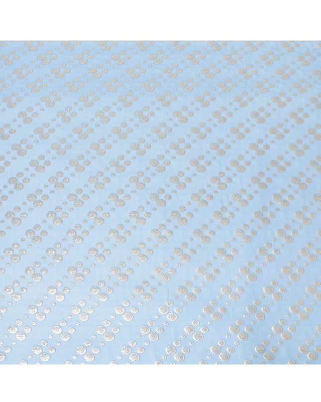 قماش كارولينا من الشيفون الحريري الأزرق مع اللوريكس المعدني الذهبي والفضي بتصميم منقط -D7292