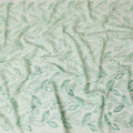 Mint green Premium pure cotton voile fabric sage green and beige embrodiery in Leaf design-D15238