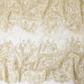 Gold nylon tulle fabric with same tone embroidery in floral design-D11689