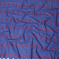 Royal blue Premium 100% Swiss cotton voile (Sudanese Thobe) fabric with cerise pink embroidery having stone work in geometric design-D13530