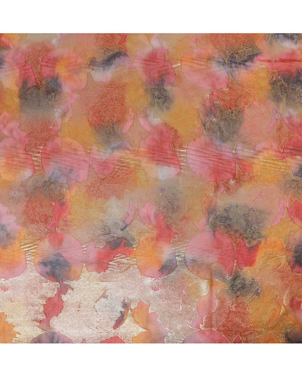 قماش شيفون حريري نقي ممتاز متعدد الألوان مع لوريكس معدني ذهبي بتصميم زهور-D9276