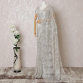 Pearl grey, multicolor Premium pure French metallic chantilly lace saree in floral design-D14551