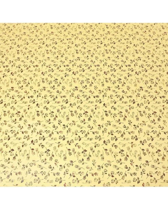 Sun flower yellow cotton voile fabric with black and olive green metallic foil print in floral design-D6746 Regal Fabrics