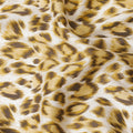 Off white cotton satin fabric with light mustard and brown print in animal skin design-D6996 Regal Fabrics