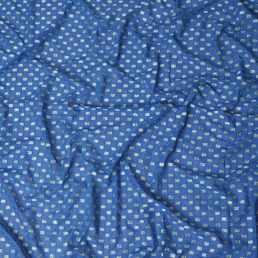 Royal blue Premium Swiss cotton voile thobe with multicolor jacquard embroidery in clip cord design-D11631