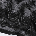 Black lace fabric with same tone embroidery in fancy design-D11789