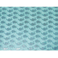Sea green silk chiffon fabric with baby blue and copper metallic lurex in floral design-D8045