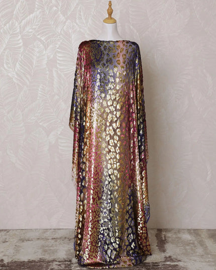 Multicolor Premium pure silk blended velvet makmal dirac fabric with gold metallic lurex in fancy design-D15603 Regal Fabrics