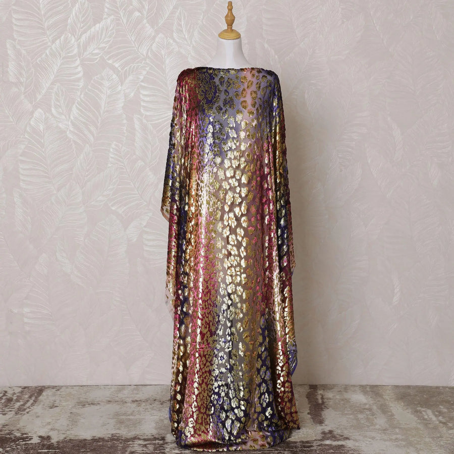 Multicolor Premium pure silk blended velvet makmal dirac fabric with gold metallic lurex in fancy design-D15603 Regal Fabrics