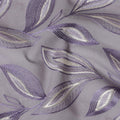 Light Lavender Premium pure cotton voile fabric with purple and beige embroidery in Leaf design-D15236