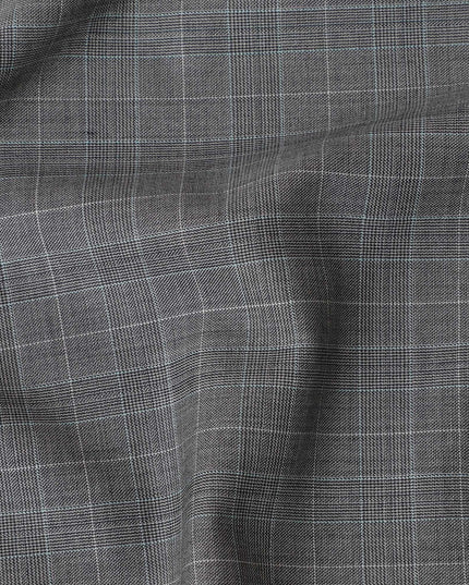 رمادي سحابي فاخر ممزوج بنسيج إنجليزي خالص من الصوف والكشمير 150 من الصوف مع نفس اللون وتصميم المربعات البيج -D14822