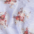 Blizzard blue cotton voile fabric with same tone embroidery having bieg, maroon and brown print in floral design-D6803
