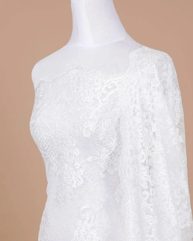 White lace fabric with same tone embroidery in fancy design-D9242 Regal Fabrics