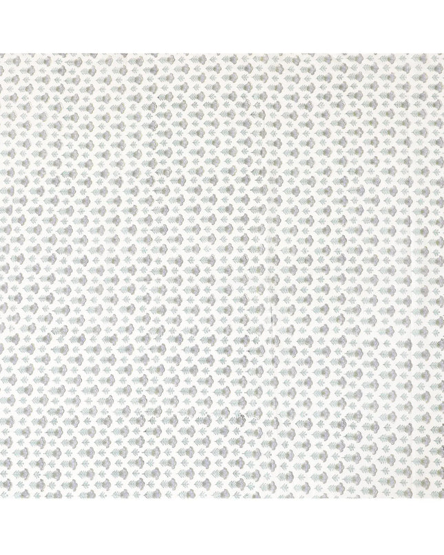 Off white cotton lawn fabric with sage green, olive green and light lavender print in floral design-D8437 Regal Fabrics