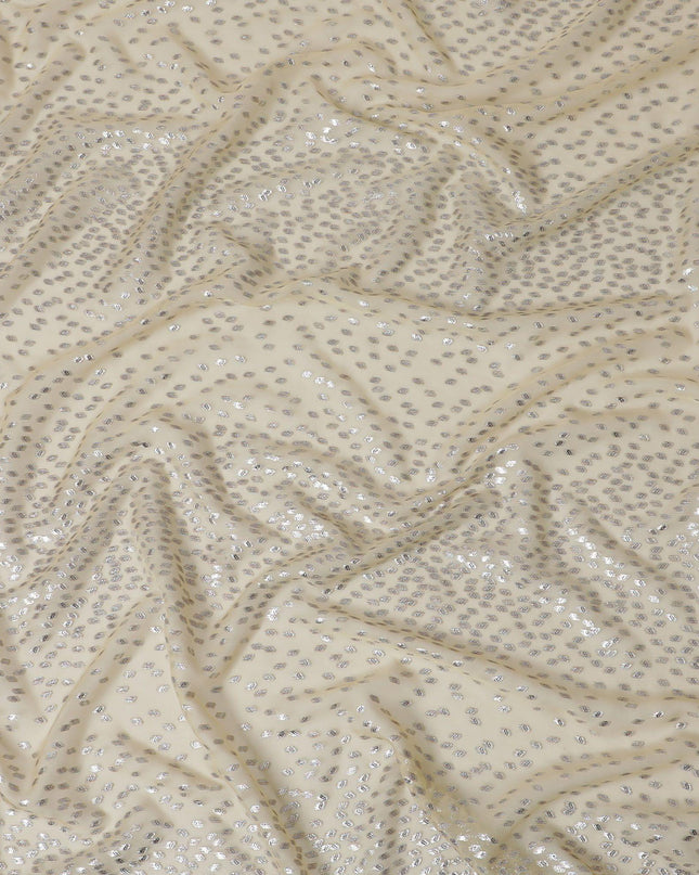 قماش شيفون من الحرير الخالص الذهبي مع لوركس معدني متعدد الألوان بتصميم فاخر -D13145