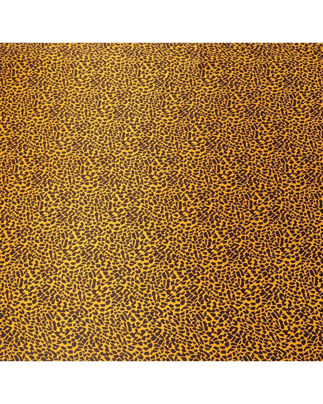 قماش ساتان حريري نقي 100% ممتاز باللون البرتقالي النمر مع طباعة بني موكا بتصميم جلد الحيوان-D9292