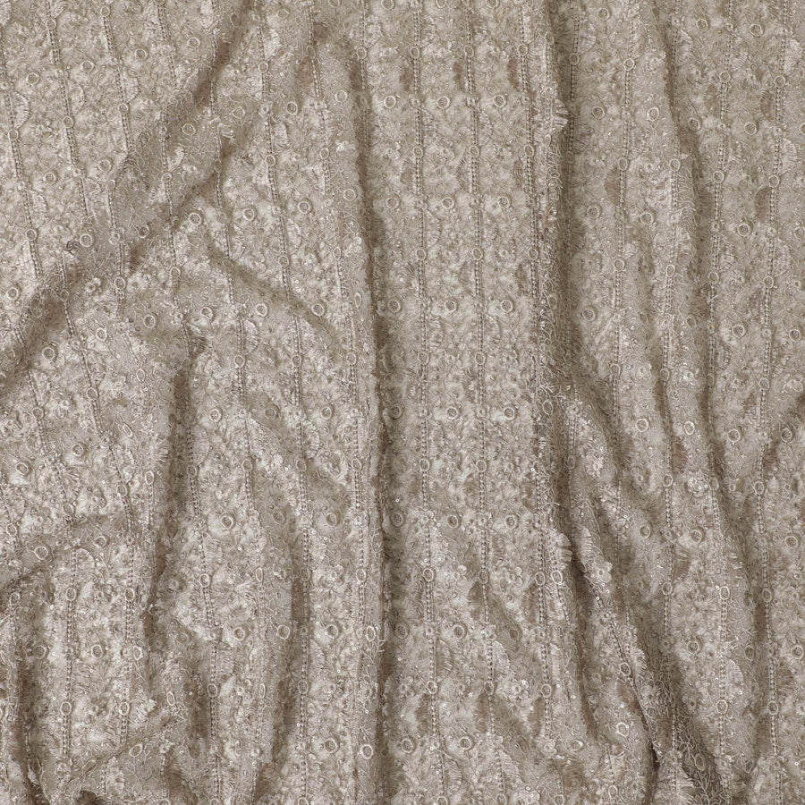 Gold nylon tulle fabric with same tone embroidery and sequins in fancy design-D6016 Regal Fabrics