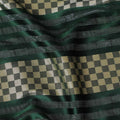 Bottle green synthetic crepe fabric with gold metallic lurex weave in stripe design-D15382 Regal Fabrics