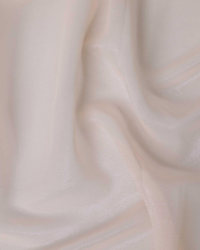 Beige synthetic chiffon fabric with light pink metallic lurex in plain design-D13297