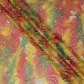 Multicolor premium pure silk chiffon fabric with gold metallic lurex in abstract design-D14082