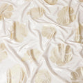 Off white premium pure silk crepe fabric with gold metallic lurex in floral design-D13707 Regal Fabrics