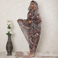Multicolor Premium pure silk chiffon thobe with gold metallic lurex in abstract design-D14395 Regal Fabrics