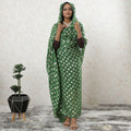 Pastel green Premium pure silk chiffon fabric with gold metallic lurex in polka dot design-D9462