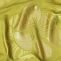 Mehindi green Premium pure silk crepe fabric with same tone jacquard and gold metallic lurex in floral design-D14630